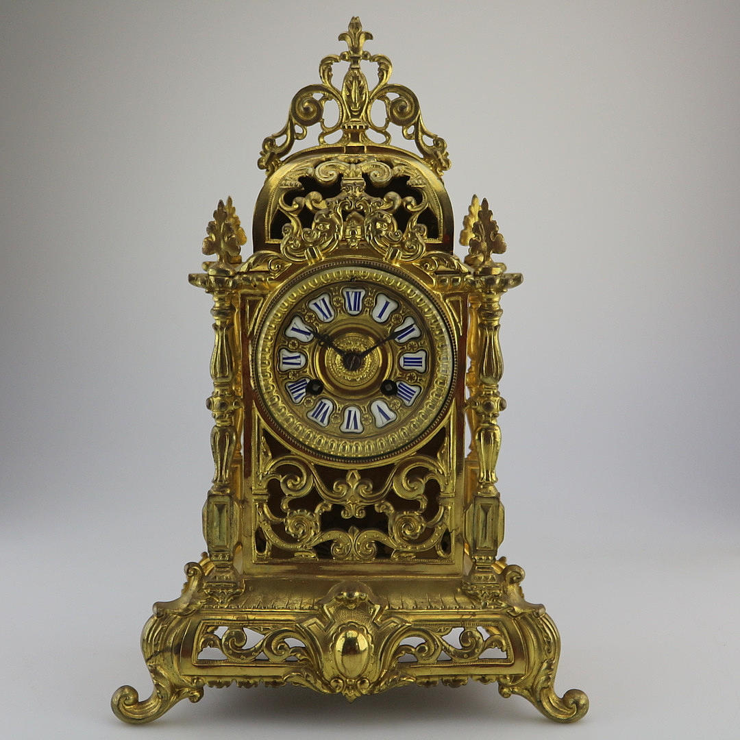 ANTIKE BRONZE KAMINUHR GRÜNDERZEIT.