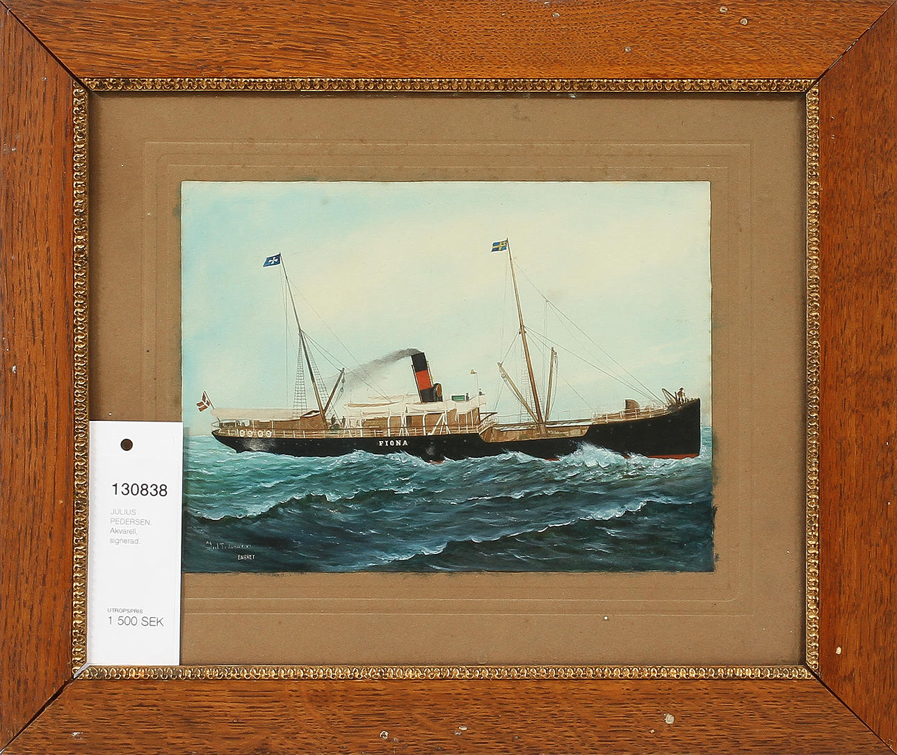 JULIUS PEDERSEN. Akvarell, signerad.