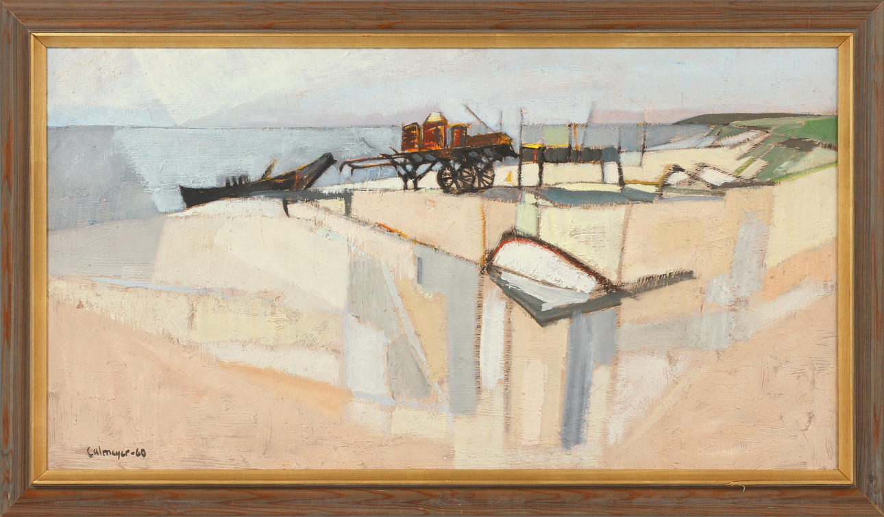 GÖSTA CALMEYER. Olja på pannå. Signerad och daterad -60.