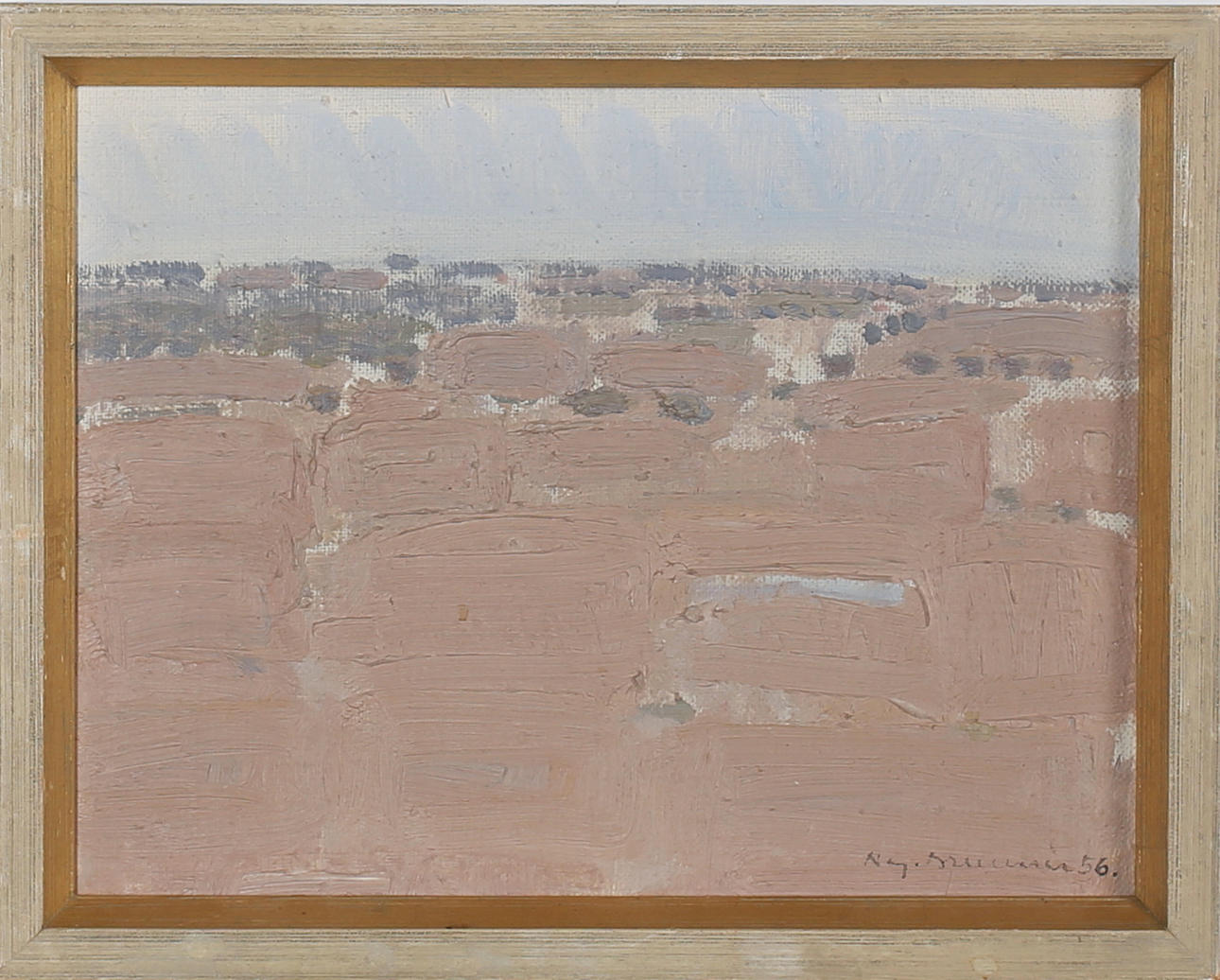 NILS-GÖRAN BRUNNER. Haväng. Olja på pannå. Signerad N G Brunner och daterad -56.