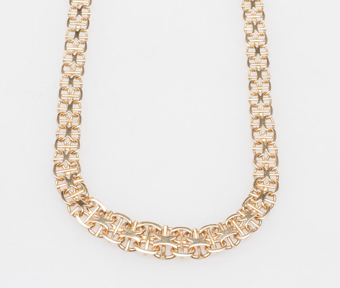 HALSBAND X-LÄNK MED STAV, 18k guld, vikt ca 15,6 cm.