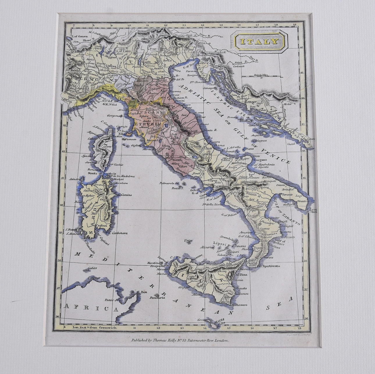 KARTE, Lithographie, Italien, Thomas Kelly.