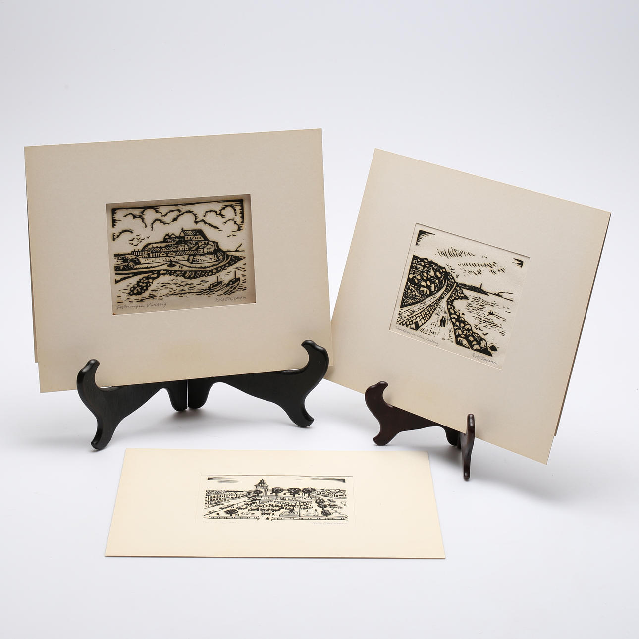 ROLF BÖRJESSON. Varberg. Träsnitt, 3 st, signerade.