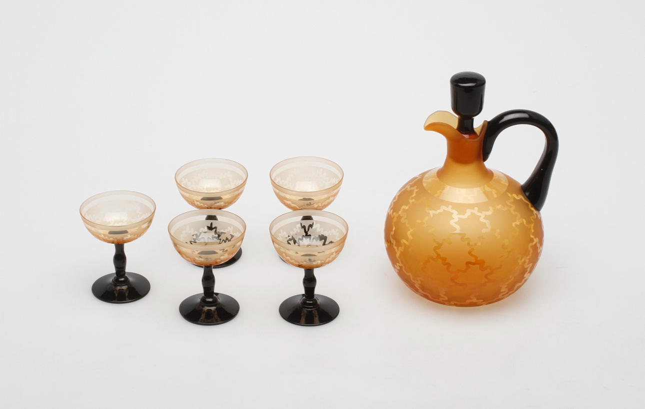 LIKÖRSERVIS, glas, 6 delar, 1930-tal.