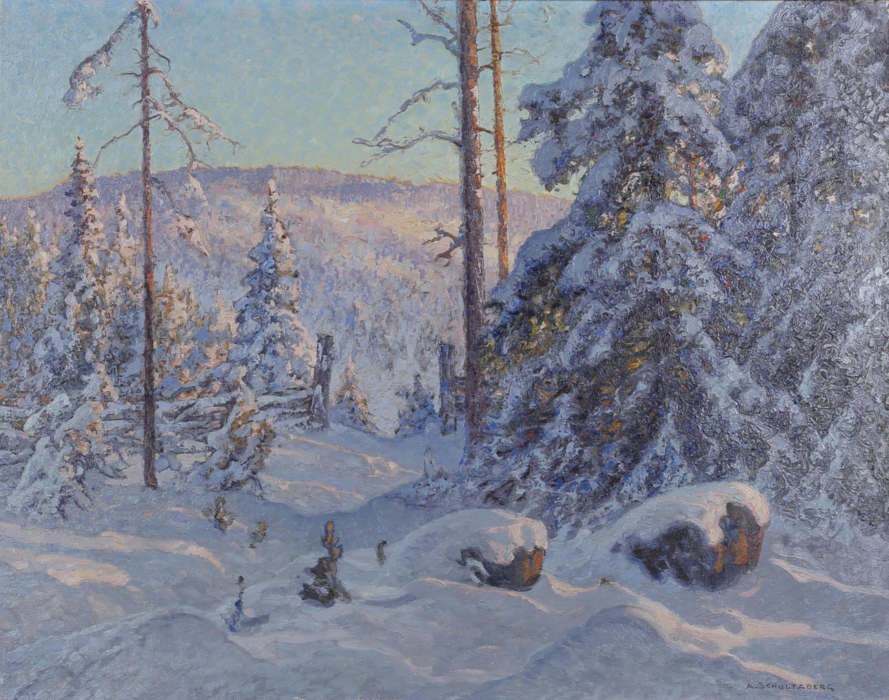ANSHELM SCHULTZBERG. oil on canvas, signed.