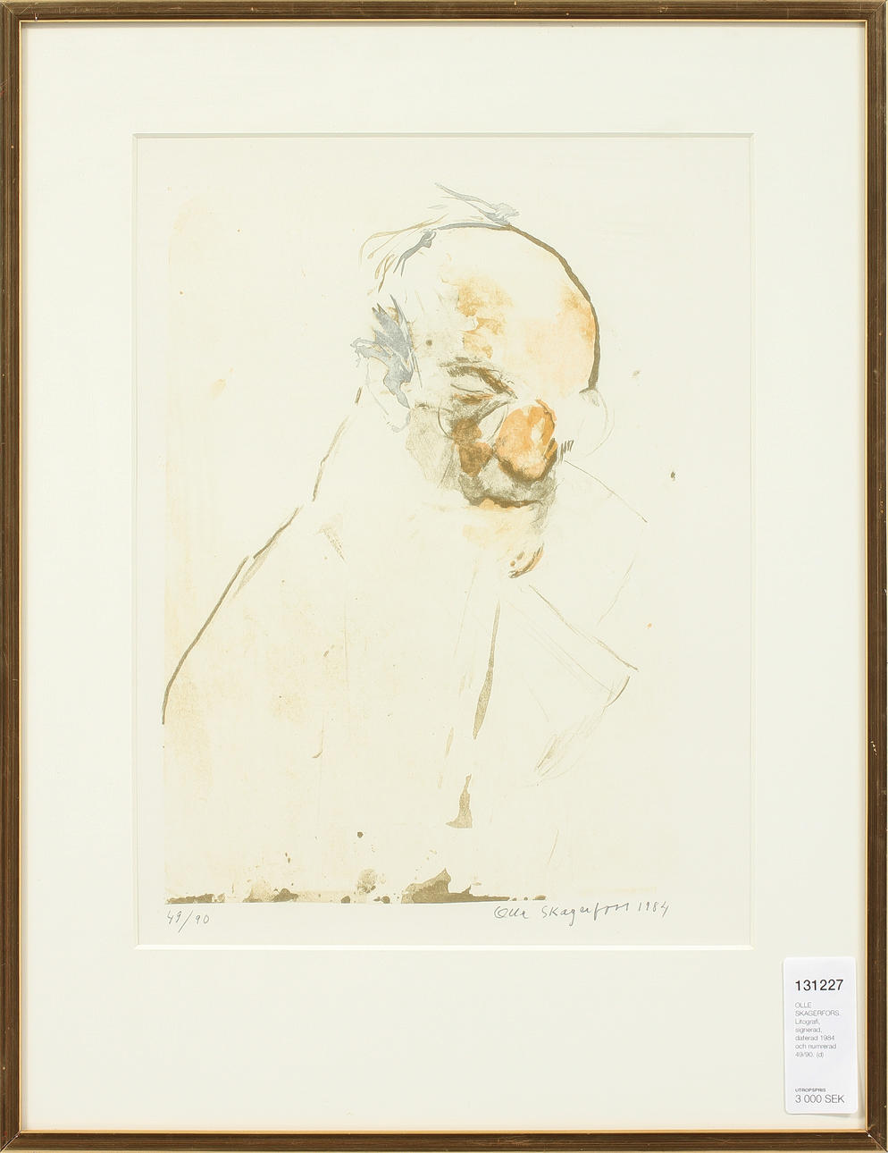 OLLE SKAGERFORS. Litografi, signerad, daterad 1984 och numrerad 49/90.
