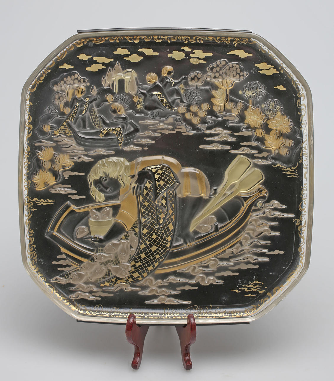 PLAKETT, glas, Das Gleichnis vom Netz, Björn Wiinblad, Rosenthal.