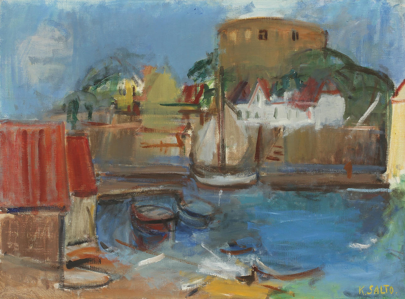 KAMMA SALTO. Olja på duk, signerad.