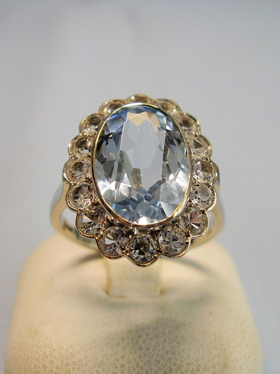 935 SILVER ANTIK BLÅ SPINELL ART DECO RING.