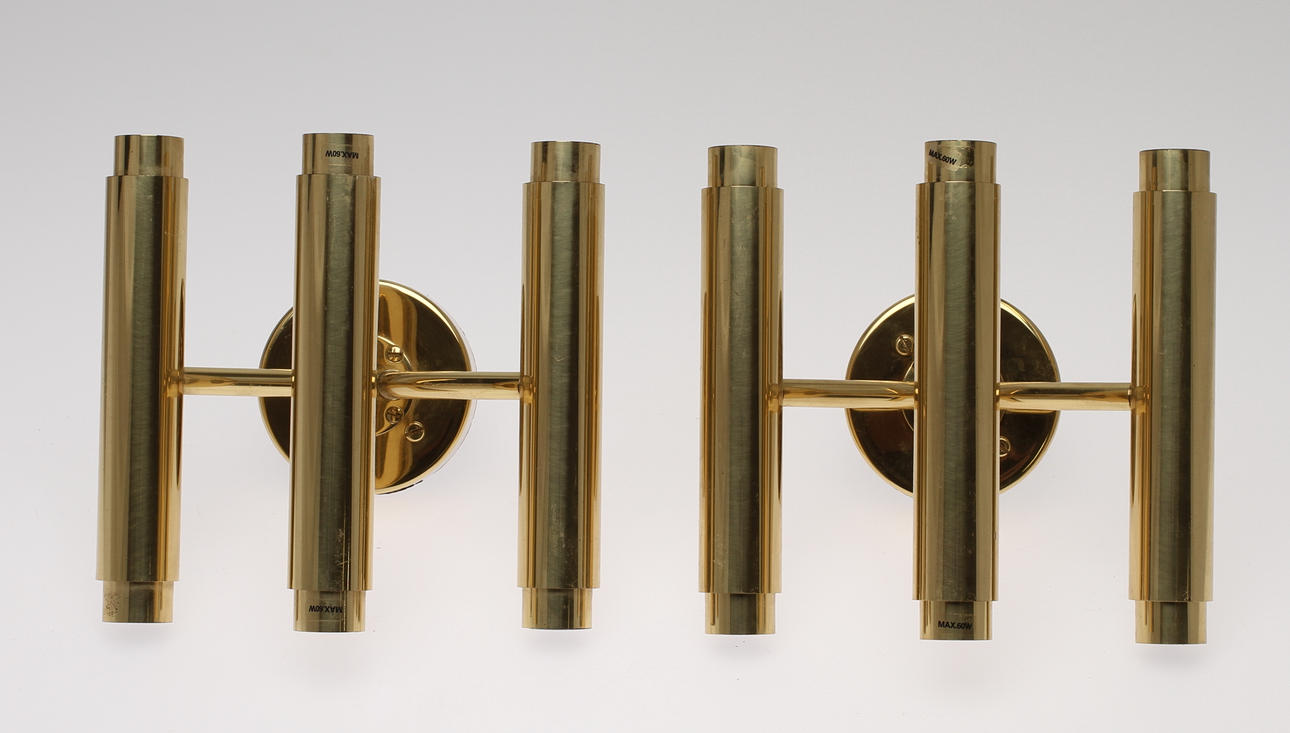 VÄGGARMATURER, 4 st, mässing, Jakobsson Markaryd.