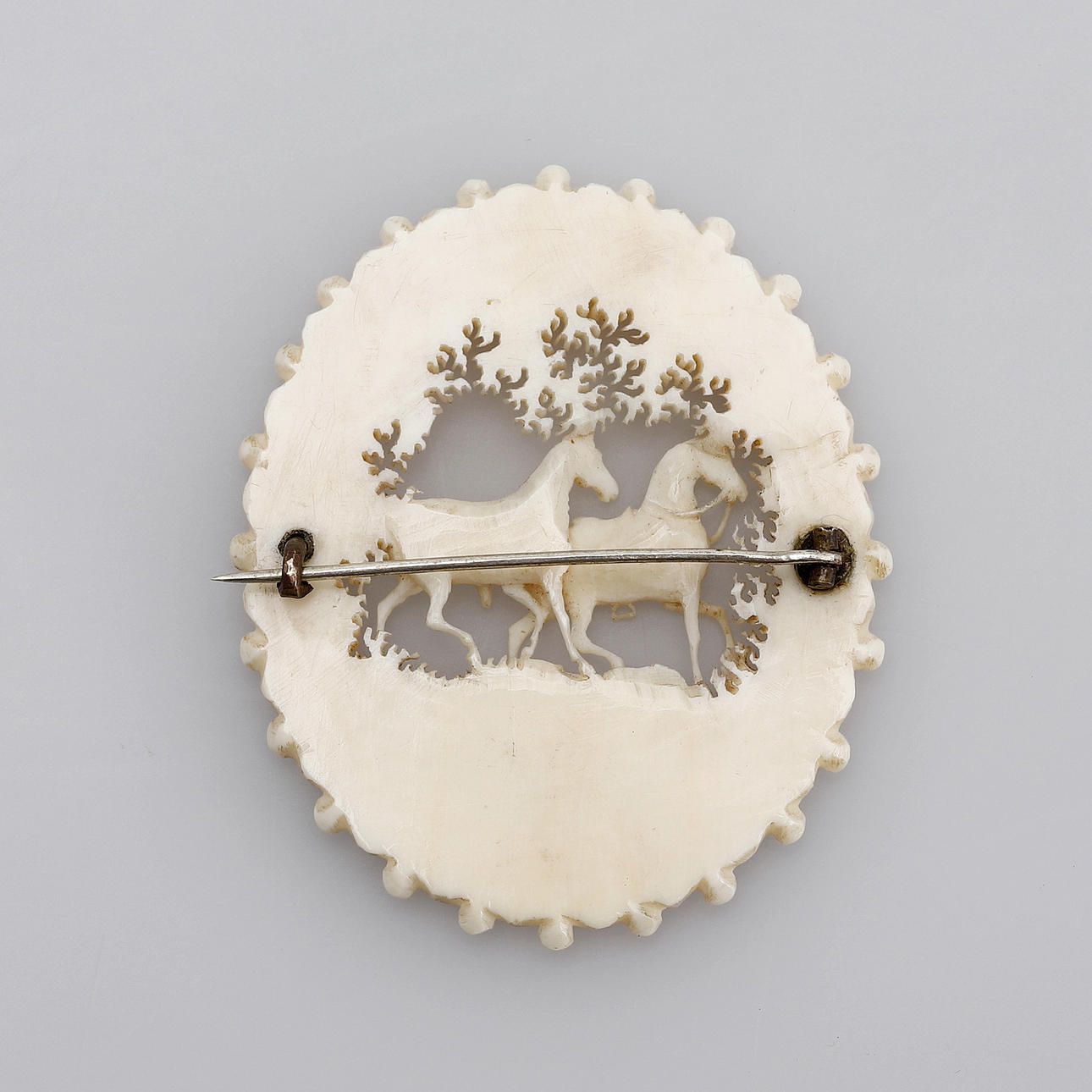 German brooch in carved ivory, second half of the 19th Century ...