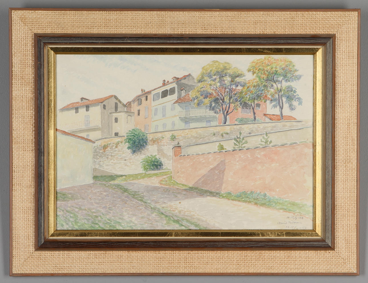 ARVID NILSSON. Akvarell, sydländskt motiv, signerad och daterad 10-15/9 -52.