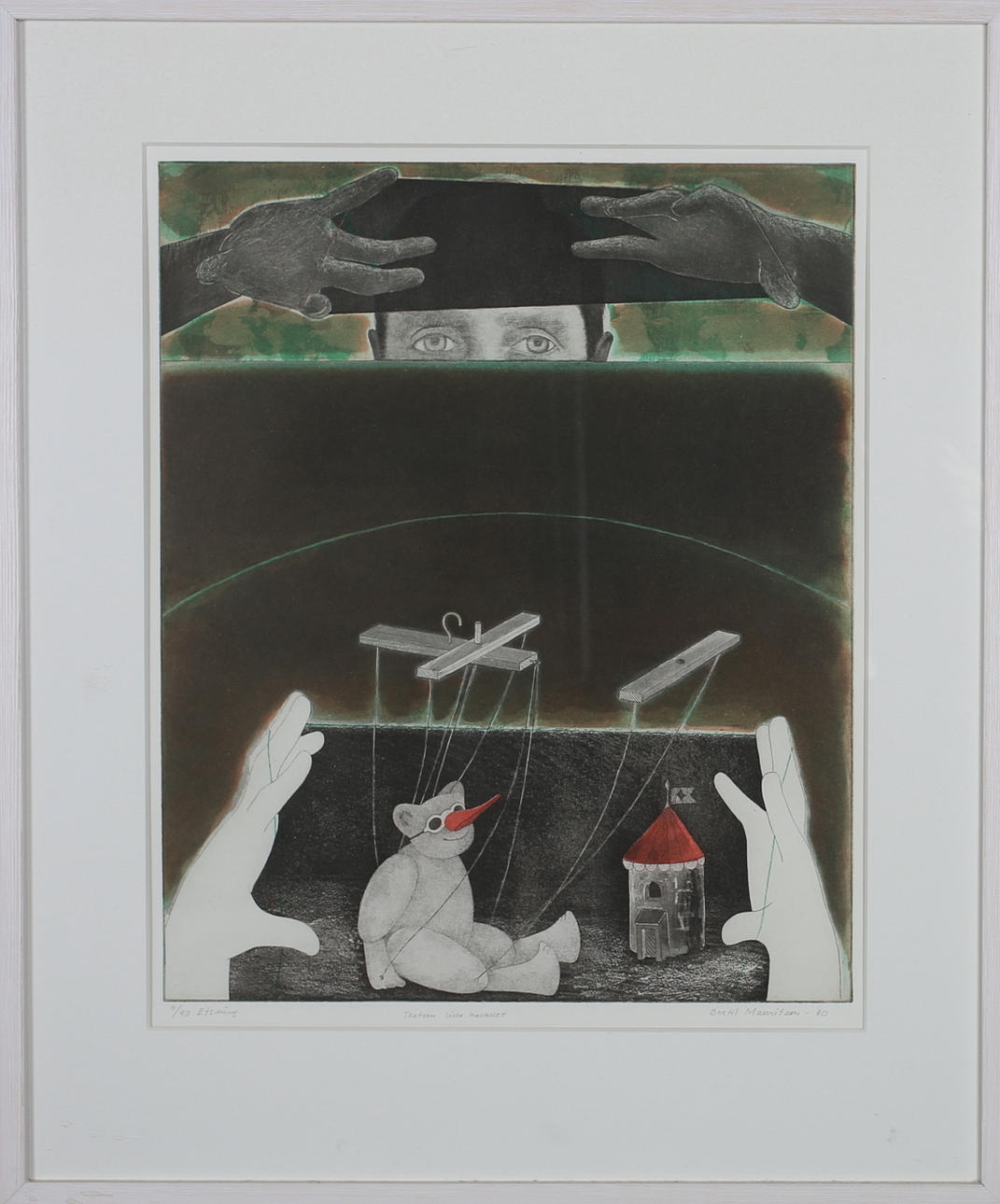 BERTIL MAURITZEN. "Teatern lilla Castellet. Färgetsning. Signerad och daterad -80. 4/40.