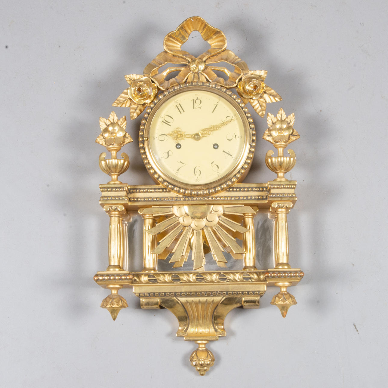 VÄGGPENDYL, förgylld, Gustav Becker, gustaviansk stil.