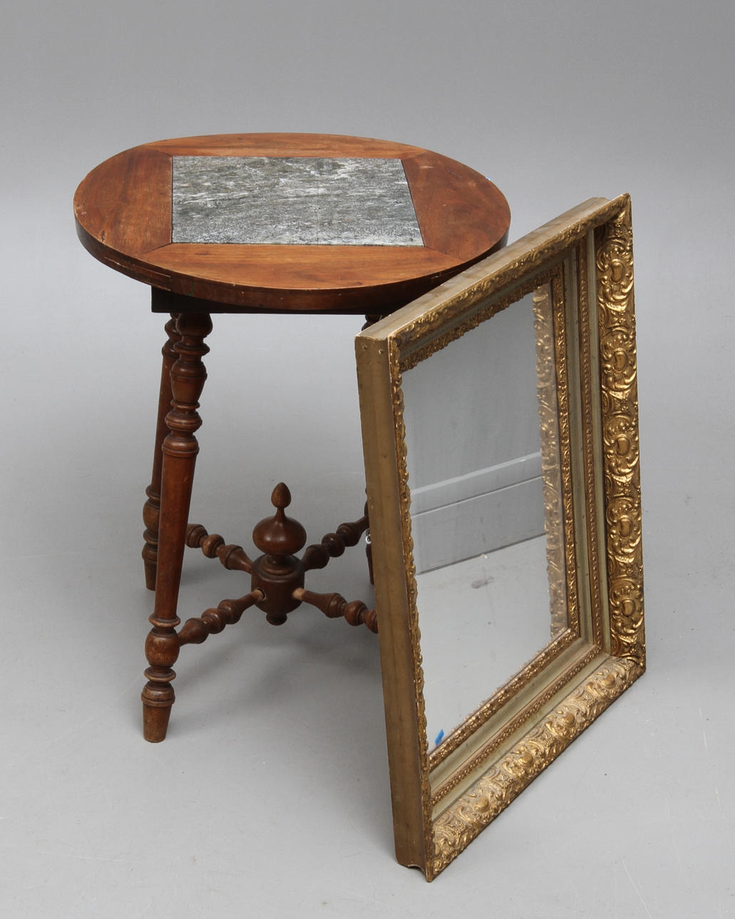 BORD, med stenskiva, 1800-tal och RAM, med spegelglas, 1900-tal.
