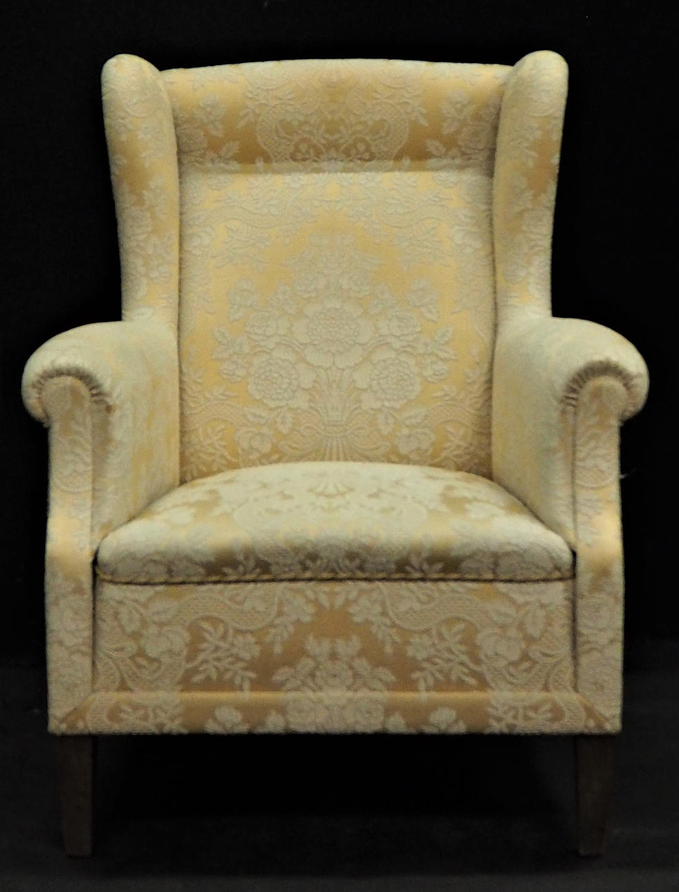 LÆNESTOL, brokade polstring, 1920'erne.