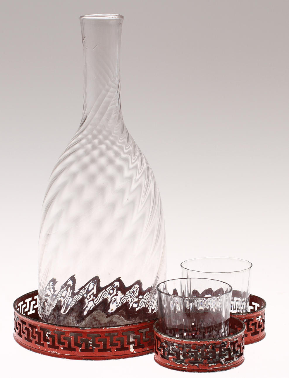 COASTER, med karaff och 2 st glas, 1800-tal.