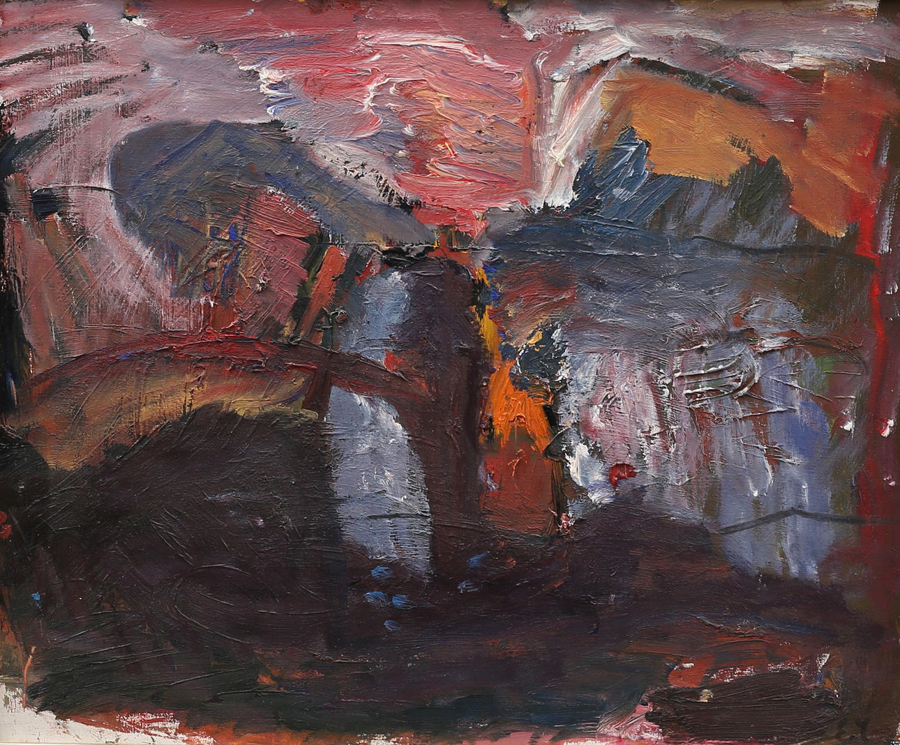 ERLAND CULLBERG. Composition oil on canvas, signed EC.