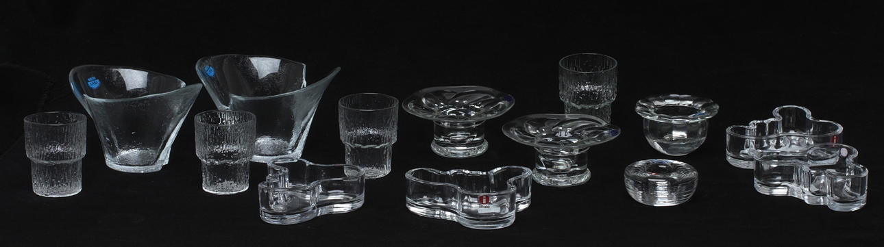 PARTI GLAS, 14 delar, Finland, Bl a Alvar Aalto, Iittala, 1900-tal.