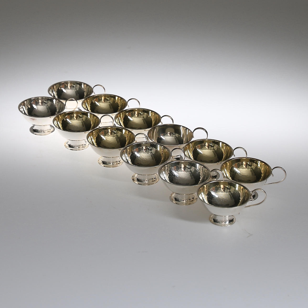 SUPKOPPAR, 12 st, silver, GAB, vikt 445 g, 1960/70-tal.
