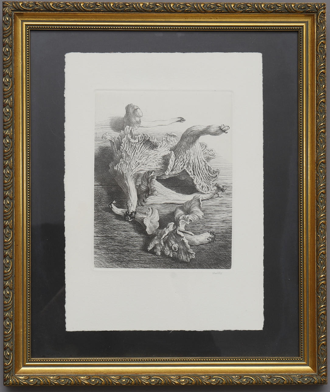 FOLKE GULLBY. etching, "Chanterelles", signed.