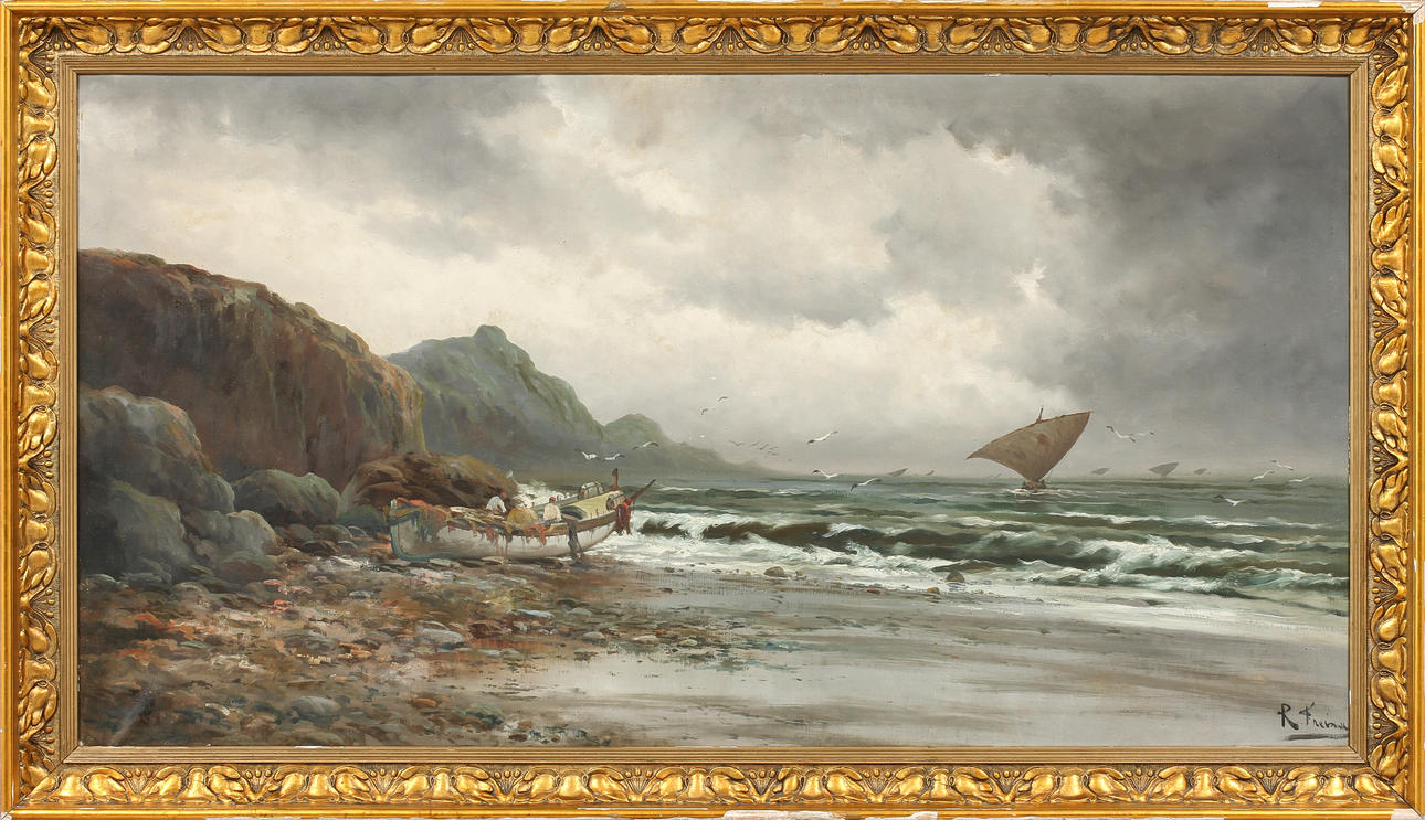 OKÄND KONSTNÄR. Olja på duk, signerad.