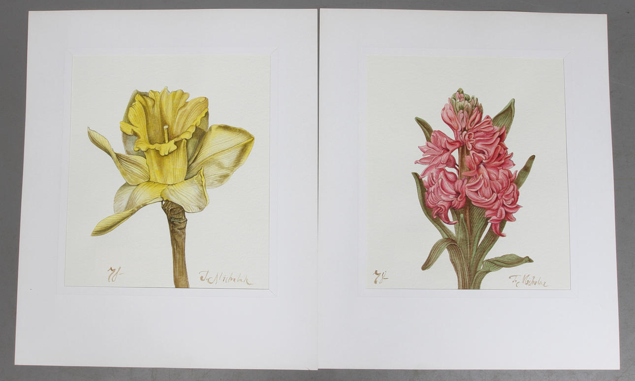TADEUSZ MICHALUK. 2 st, blommor, akvarell, signerade samt daterad 78. (2).