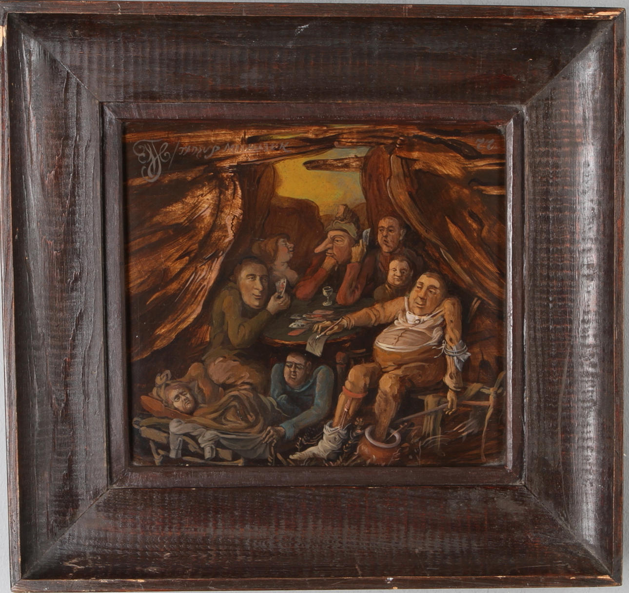 TADEUSZ MICHALUK. Figurkomposition, olja på pannå, signerad samt daterad 77.