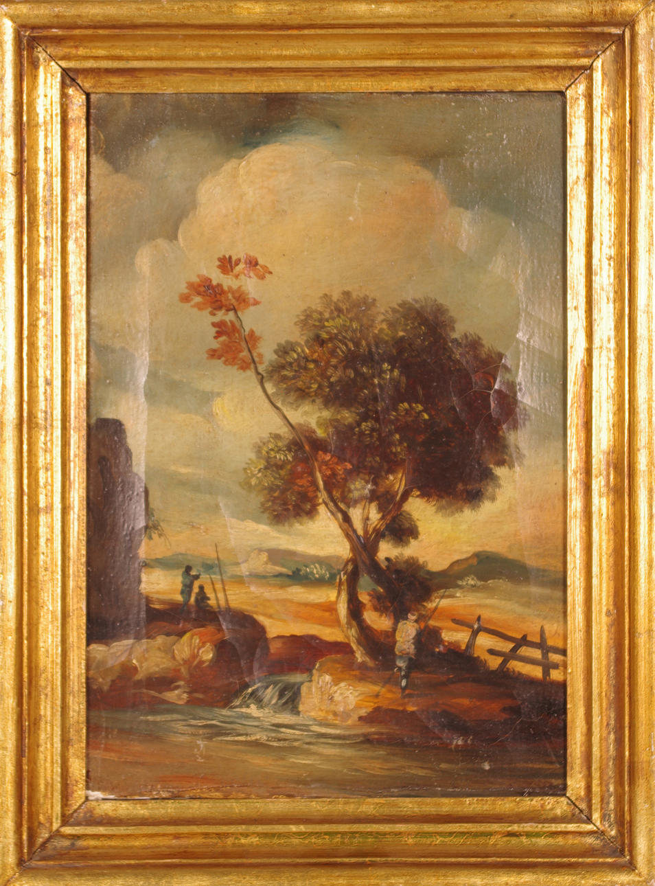 OKÄND KONSTNÄR. landskap med figurer, 1800-tal, olja på duk.