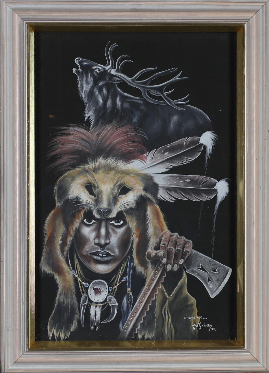 KENT NYSTRÖM. "Cheyenne", gouache, signed and dated -85.