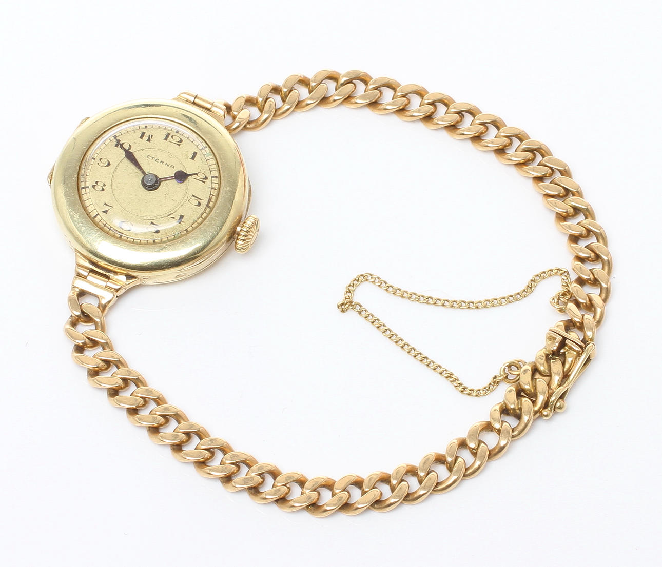 DAMARMBANDSUR, Eterna, boett 14k guld, länk 18k guld. Total vikt inkl verk och glas ca 19,0 gram.