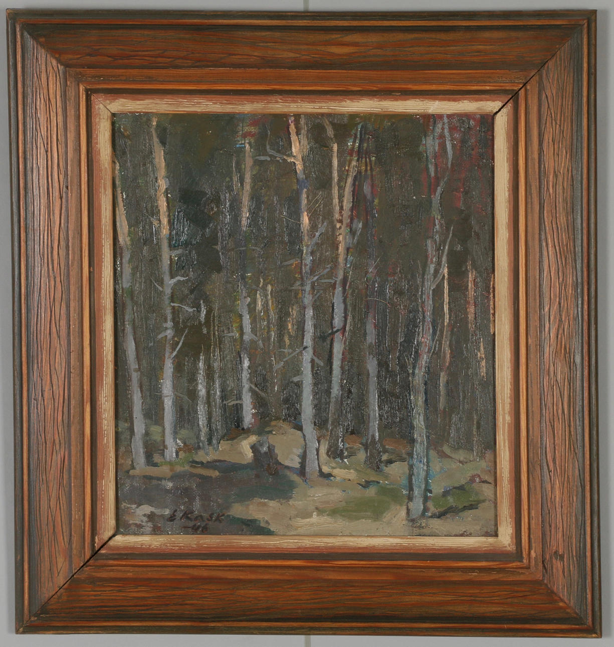 EUGEN KASK. Oil on canvas, forest motif, signed and dated -46.