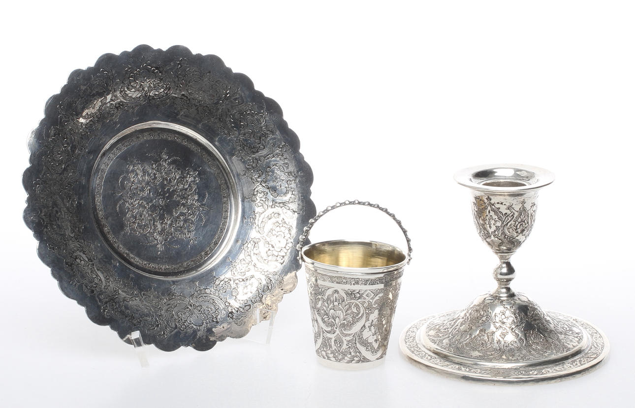 PARTI SILVER, 3 delar troligen persiskt, vikt ca 355 g.