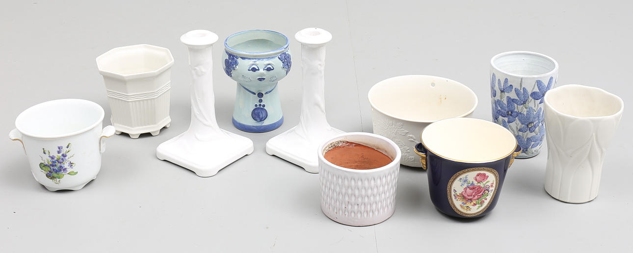 KERAMIK, 10 delar, krukor, ljusstakar, Gustavsberg m.m.