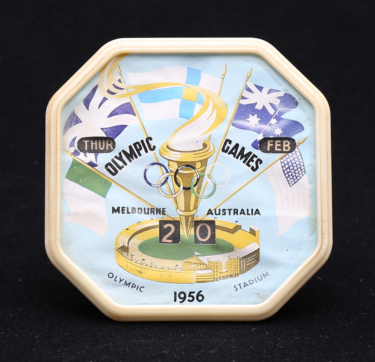 BORDSKALENDER, Olympic games, Melbourne, 1956.