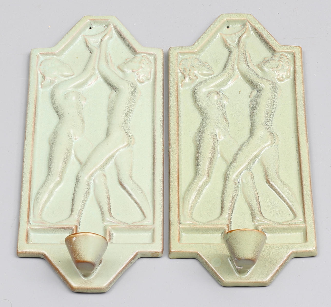 LJUSHÅLLARE, ett par, keramik, art deco, Gabriel, 1900-talets första hälft.