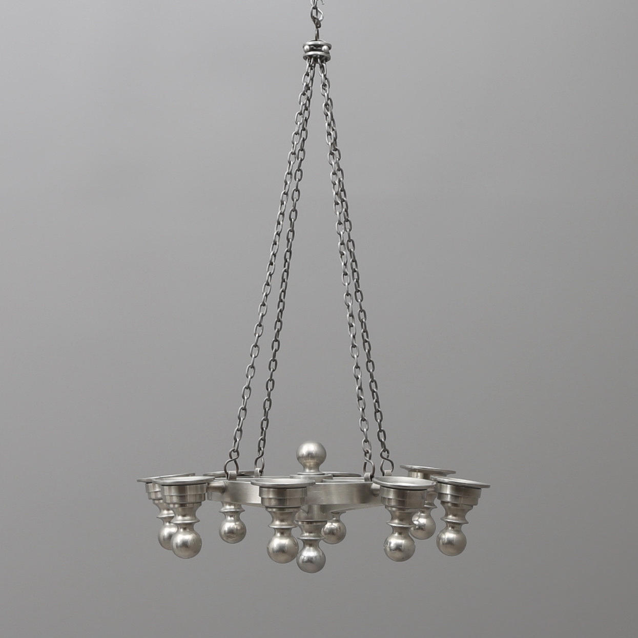 CHANDELIER, HEATHER OUTSIDE LUND, PEWTER.