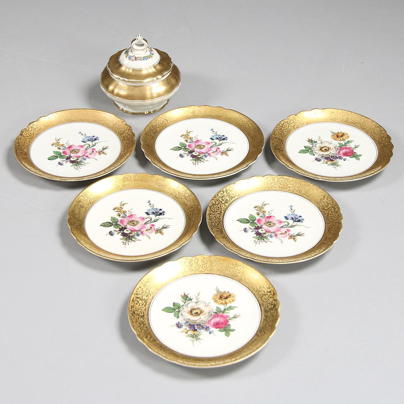 FRUKTFAT, 6 st och SKÅL, porslin, Rosenthal, Tyskland.