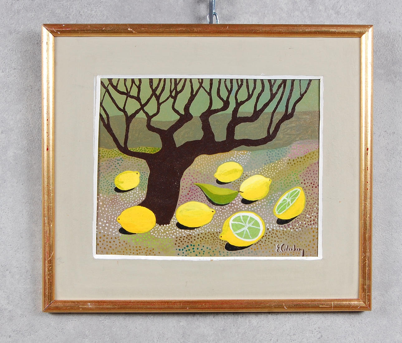 ERIC CEDERBERG. " Citroner " akryl på pannå, signerad.