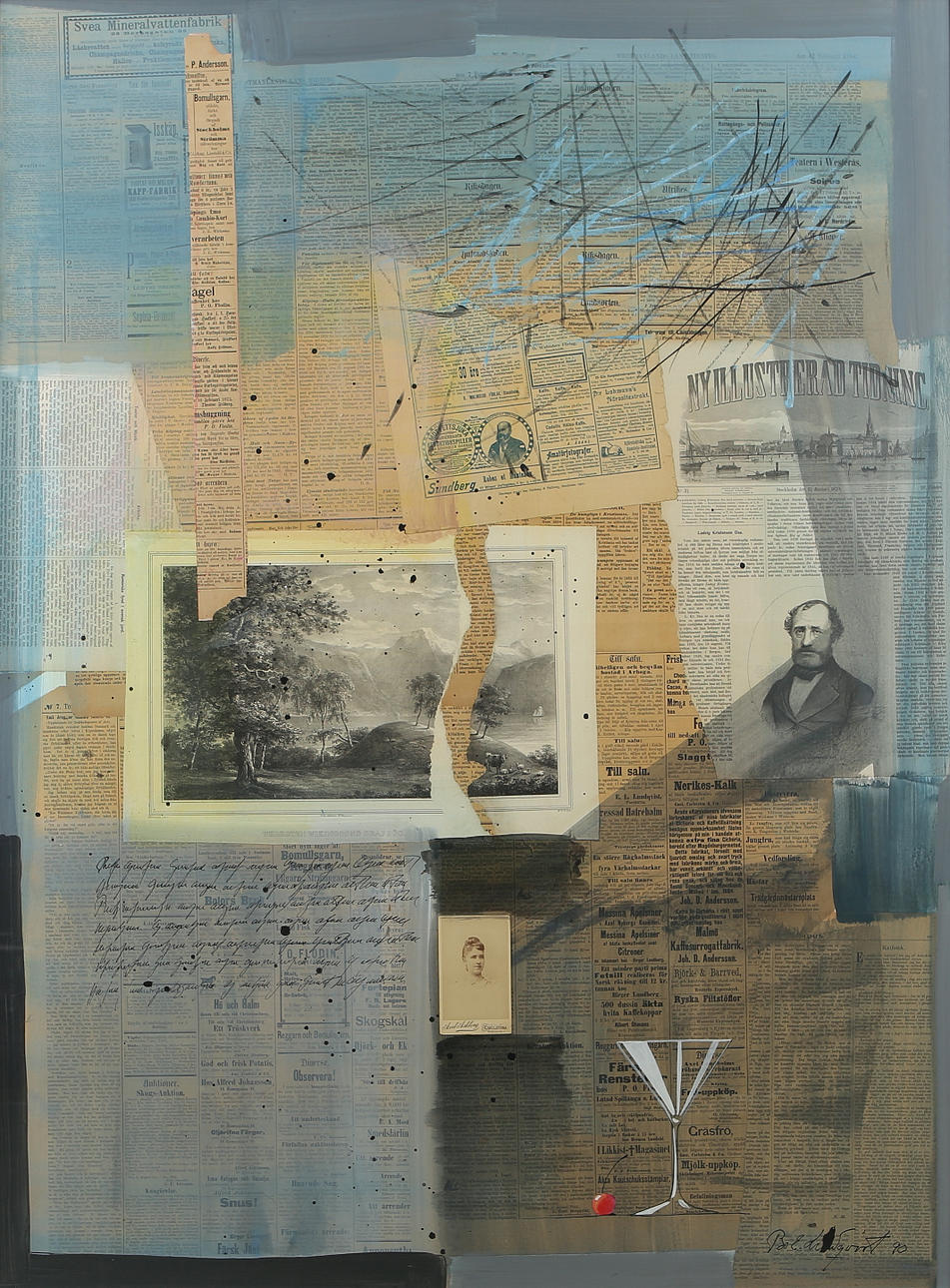 BO E LUNDQUIST. Composition, collage/mixed technique, signed and dated -90.