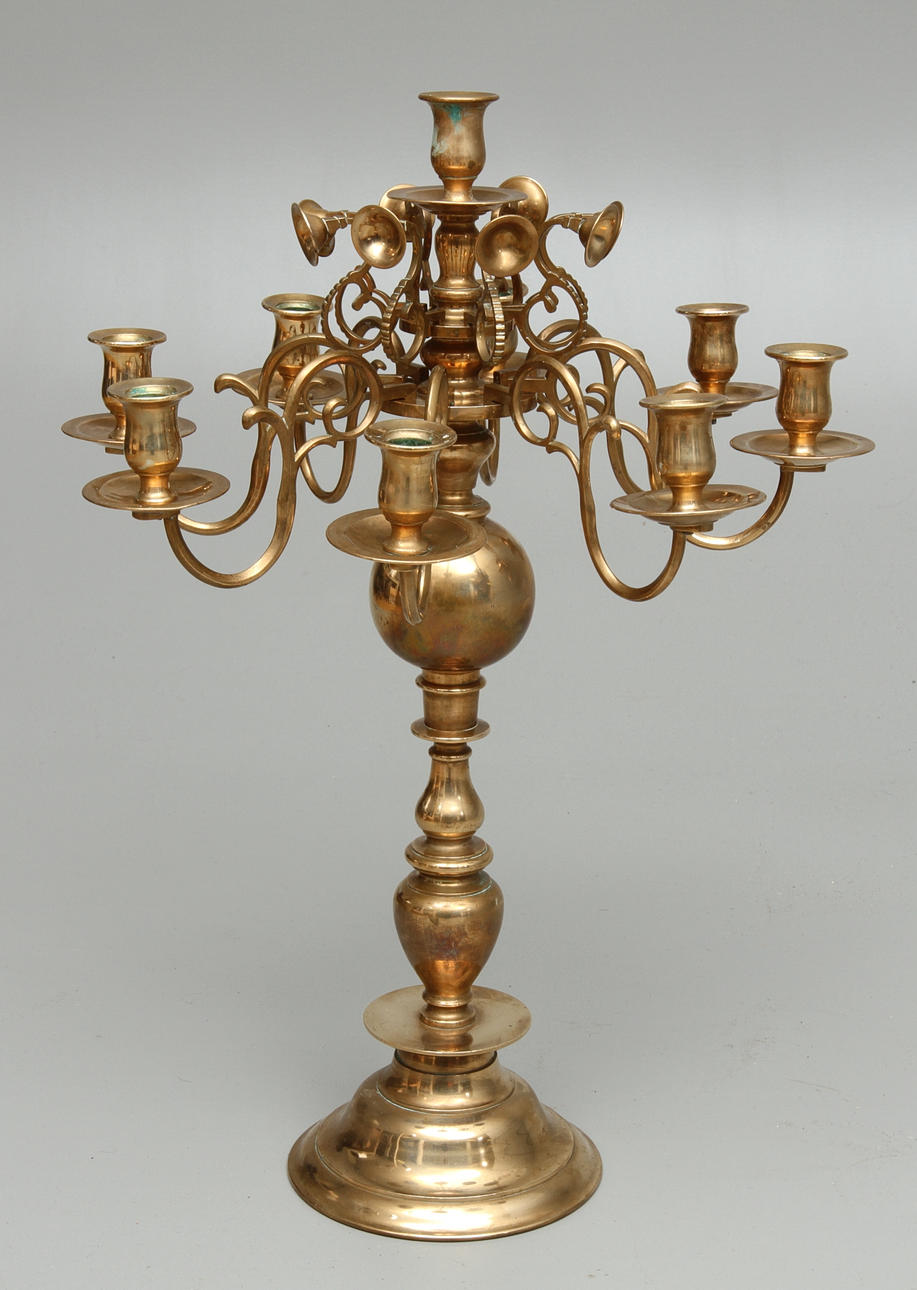 KANDELABER, för 9 st ljus, mässing, 1900-tal.