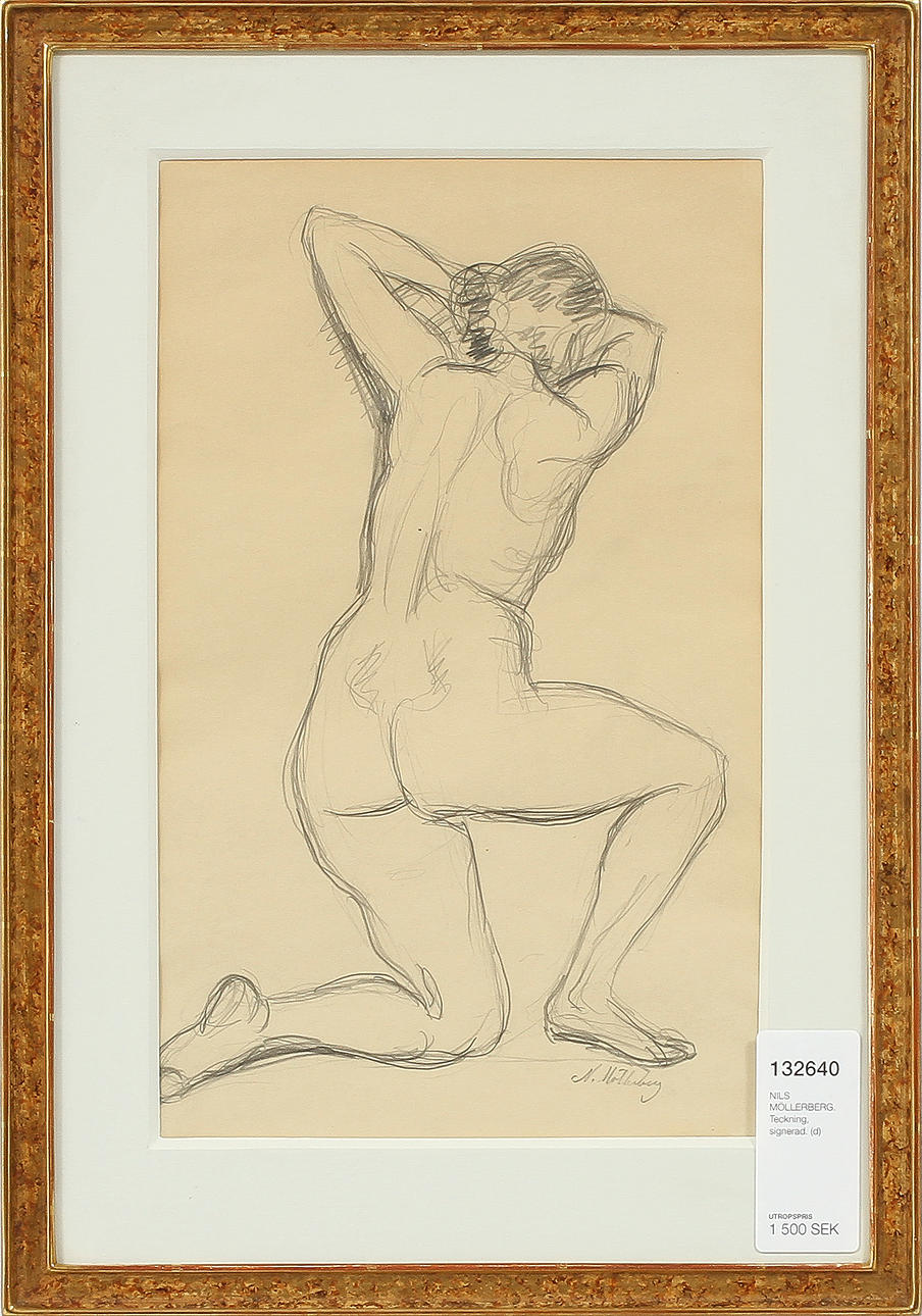 NILS MÖLLERBERG. Teckning, signerad.