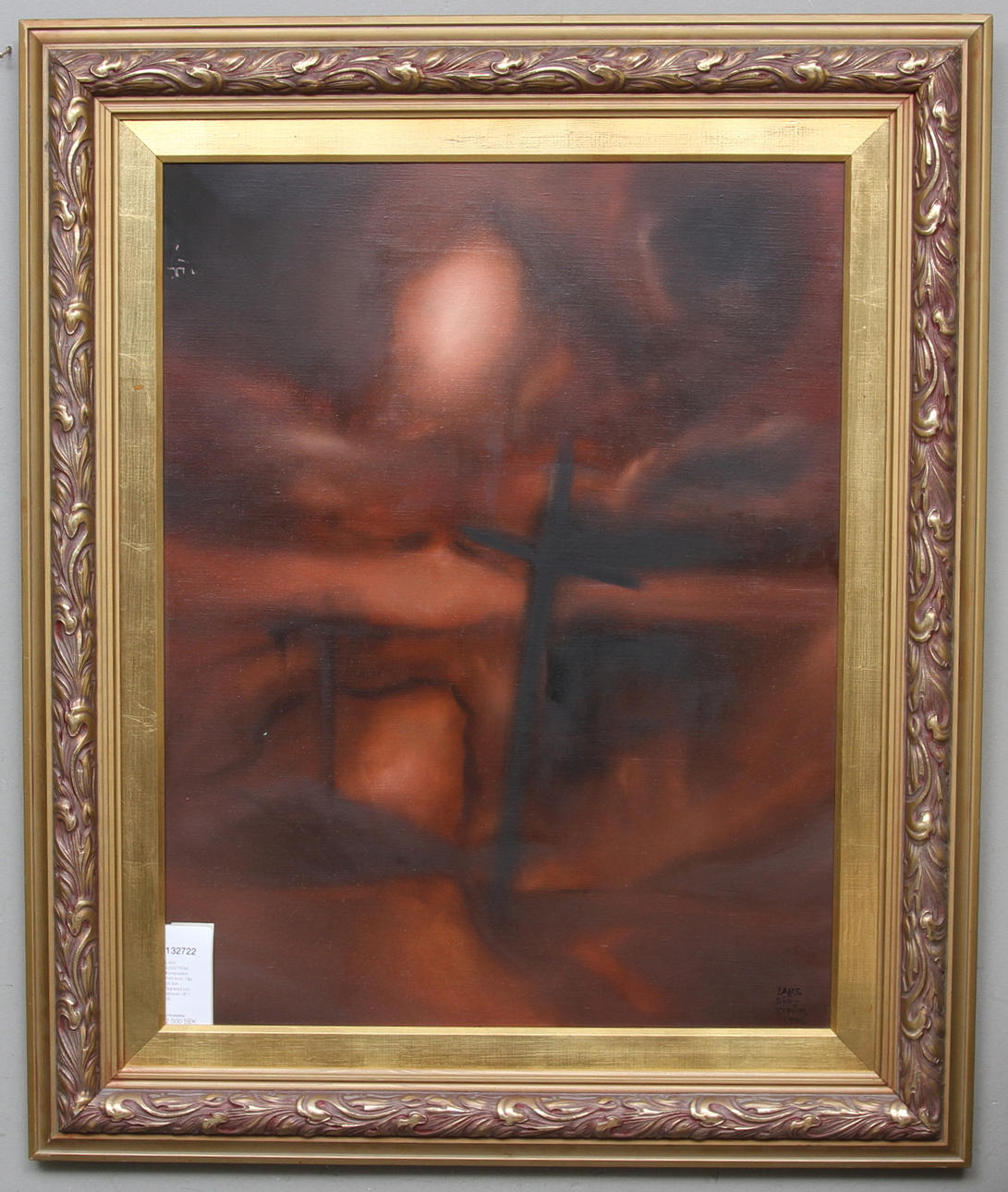 LARS SJÖSTRÖM. Komposition med kors. Olja på duk. Signerad och daterad 1971.