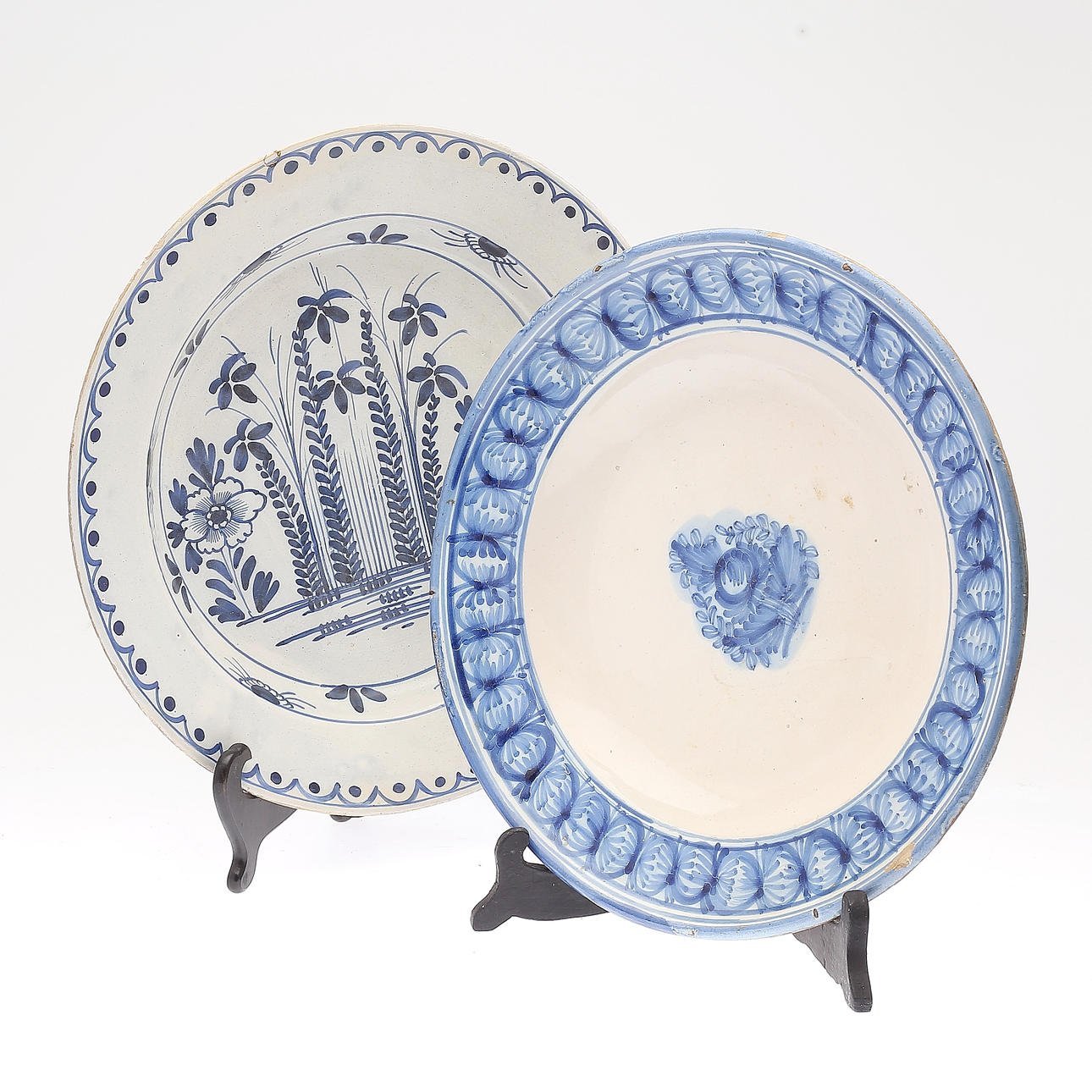 PLATE/BOWLS, 2 pcs, faience, 18th/19th century.
