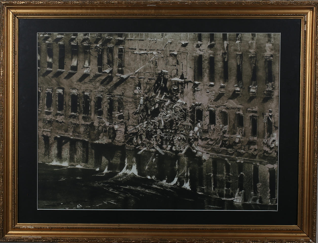 OKÄND KONSTNÄR. Sammanbrott. Litografiskt tryck. Osignerad.