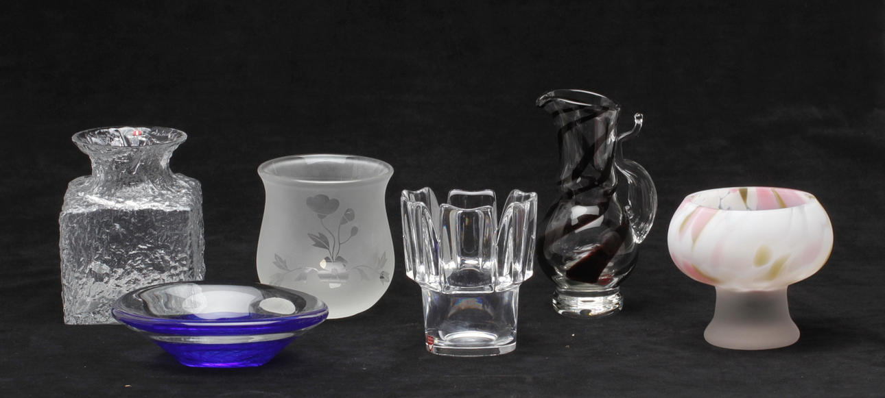 GLASFÖREMÅL, 6 delar, Reijmyre, Orrefors samt IIttala.