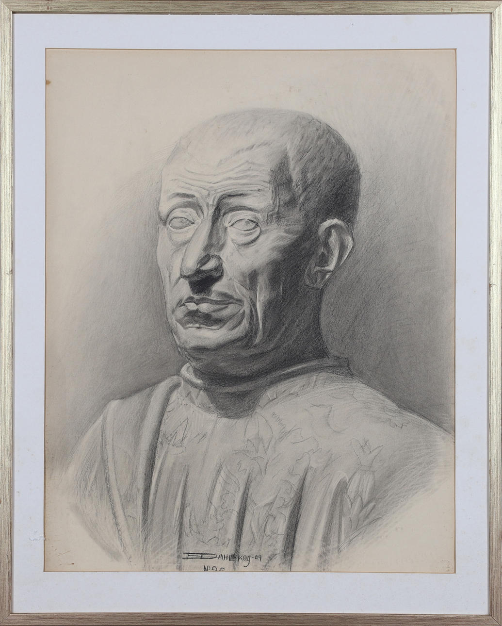 OIDENTIFIERAD KONSTNÄR. teckning, signerad E Dahlskog samt daterad -09.