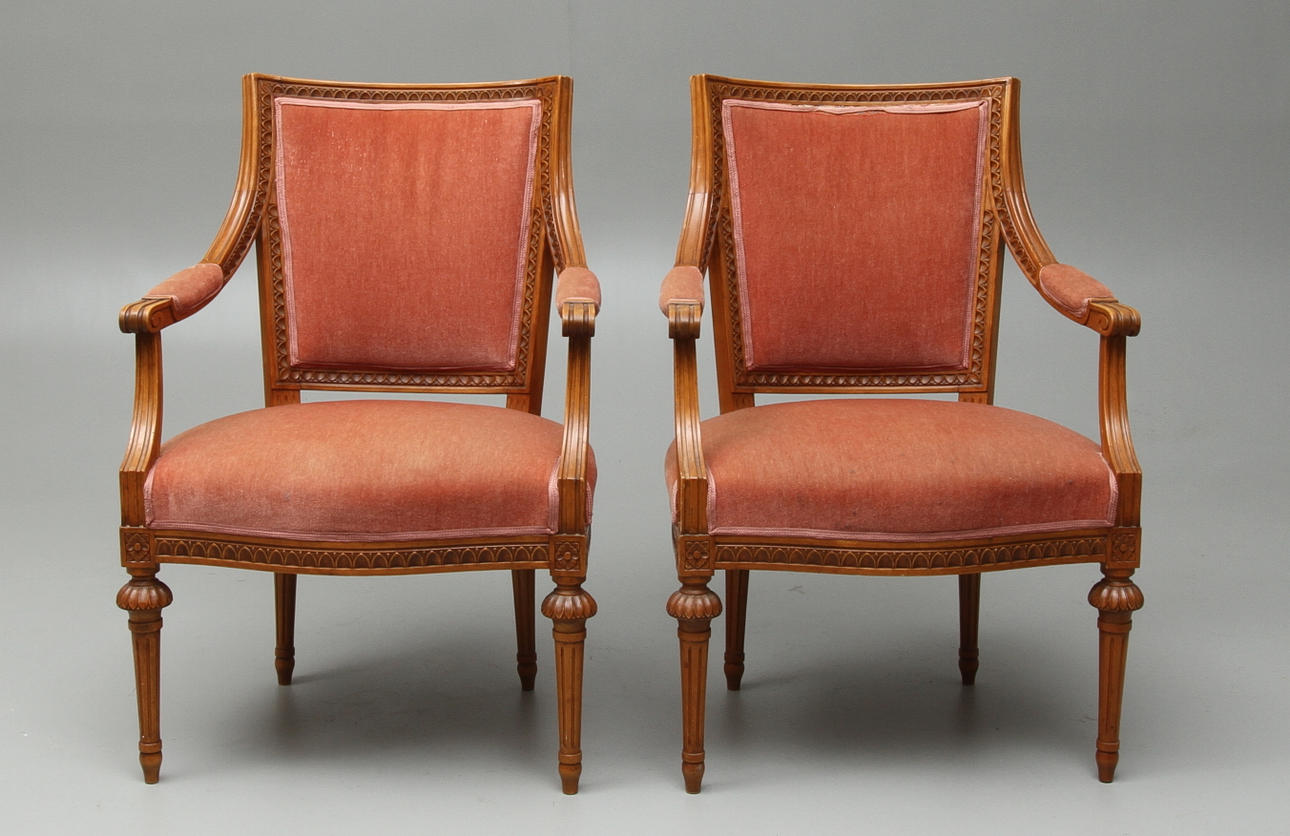KARMSTOLAR, 1 par, gustaviansk stil, 1900-tal.