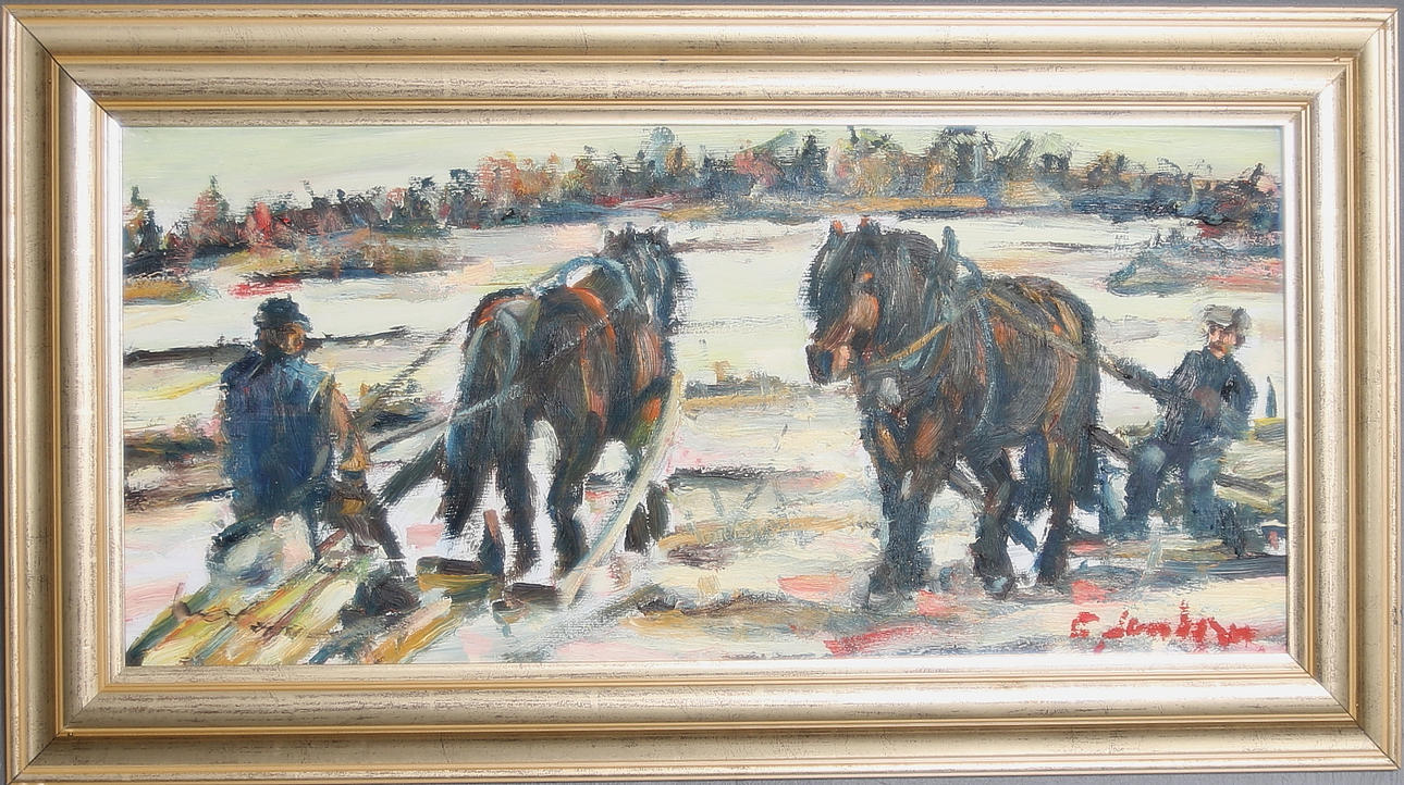 FRED LUNDGREN. Olja på pannå, signerad.