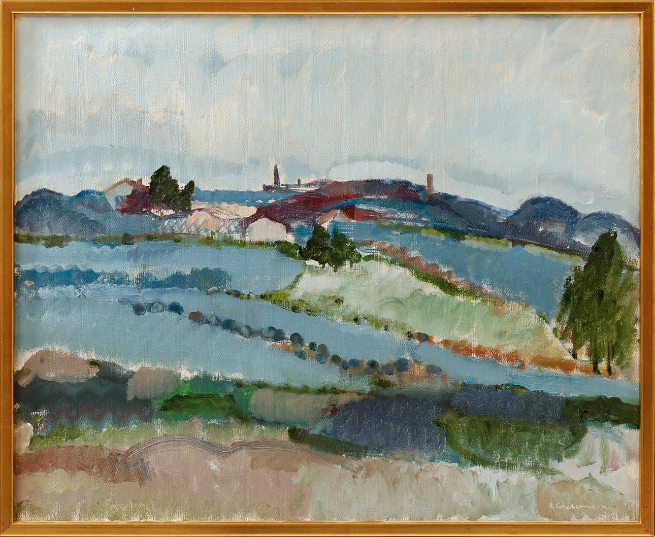 GERHARD ABRAHAMSSON. "Grundsund", oil on canvas, signed.